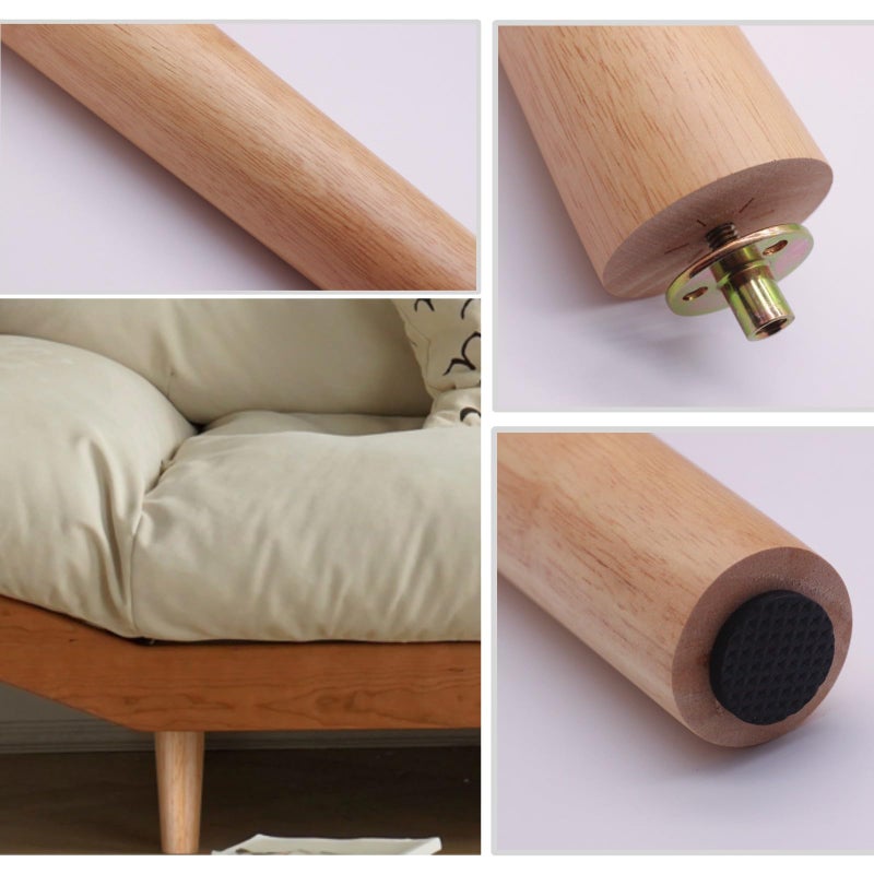 WEICHUAN Round Wooden Replacement Furniture Chair Ottoman Loveseat Coffee Table Cabinet Sofa Couch Legs 8 inch Heavy Duty (8" Straight Set of 4) - Image 4